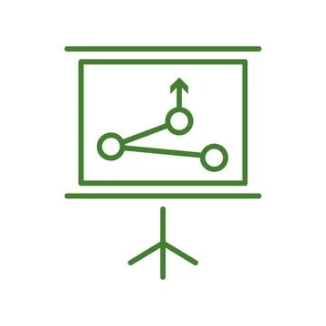 Simple outline green information display icon with route map Illustrazione stock
