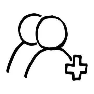 Simple outline hand-drawn add user icon for web Stock Illustration