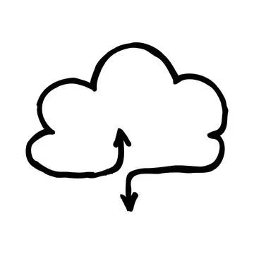 Simple outline hand drawn cloud service icon Illustrazione stock