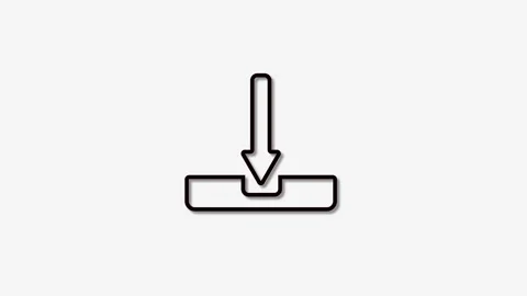 Simple Outline Icon of an Arrow Pointing Down into a Rectangular Slot with .. 스톡 동영상 321861220