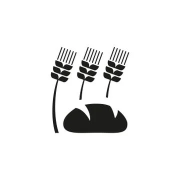 Simple outline icon of ears of wheat and bread Stock Illustration