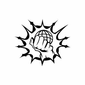 Simple Outline Icon of Hand Holding the Earth Globe Stock Illustration