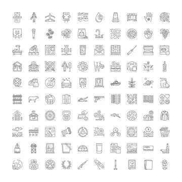Simple outline icons set representing various concepts Ilustração Stock