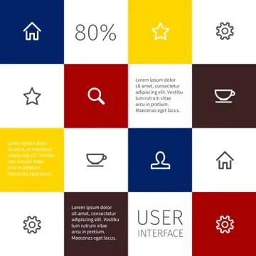 Simple outline icons on square Stock-Illustration