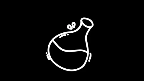 Simple outline of a laboratory flask filled with liquid, set against a soli.. Stock Footage 319587358