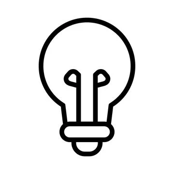 Simple Outline of a Light Bulb Illustration on White Background Stock Illustration