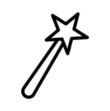 Simple Outline of a Magic Wand with Star Design for Creative Projects 库存插图