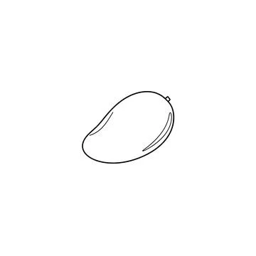 Simple outline mango tropical fruit sketch style drawing Stock Illustration