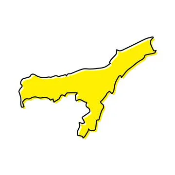 Simple outline map of Assam is a state of India. Stock Illustration