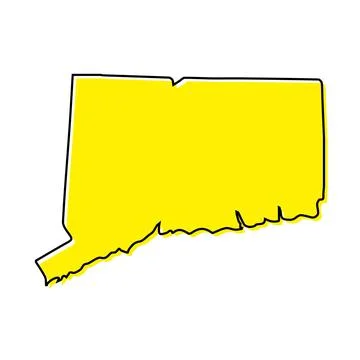 Simple outline map of Connecticut is a state of United States. Stylized line  Ilustração Stock