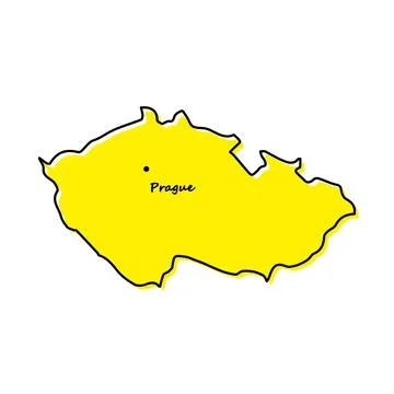 Simple outline map of Czech Republic with capital location Stock-Illustration