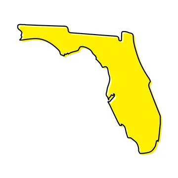 Simple outline map of Florida is a state of United States. Stylized line desi Ilustração Stock