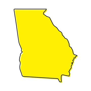 Simple outline map of Georgia is a state of United States. Stylized line desi Ilustração Stock