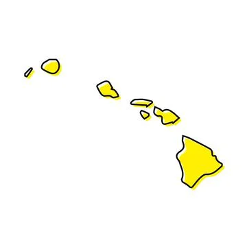 Simple outline map of Hawaii is a state of United States. Stylized line desig Ilustração Stock