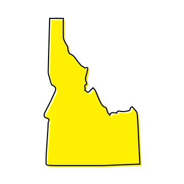 Simple outline map of Idaho is a state of United States. Stylized line design Ilustração Stock
