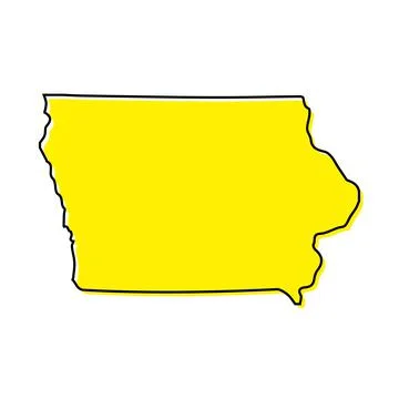 Simple outline map of Iowa is a state of United States. Stylized line design Ilustração Stock