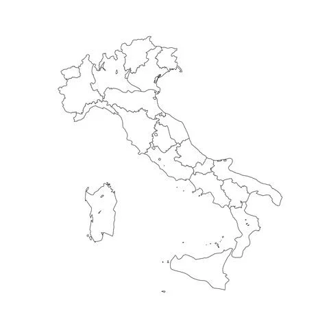 Simple outline Map Of Italy Isolated On White Background. Vector Stock Illustration