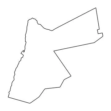 Simple outline map of Jordan isolated on white background Stock Illustration