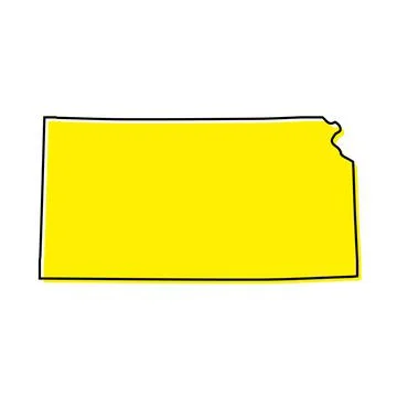 Simple outline map of Kansas is a state of United States. Stylized line desig Ilustração Stock