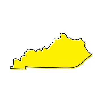 Simple outline map of Kentucky is a state of United States. Stylized line des Ilustração Stock
