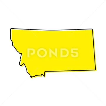 Simple outline map of Montana is a state of United States. Stylized ...