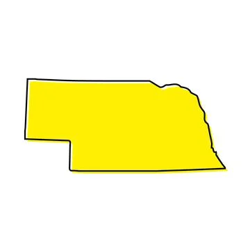 Simple outline map of Nebraska is a state of United States. Stylized line des Ilustração Stock