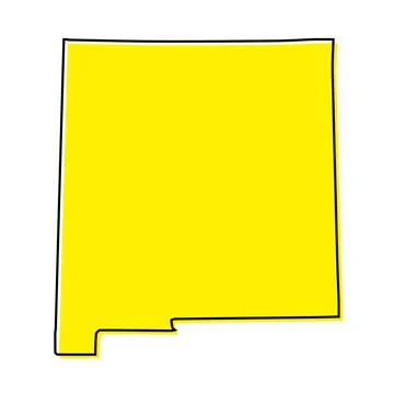 Simple outline map of New Mexico is a state of United States. Stylized line d Ilustração Stock