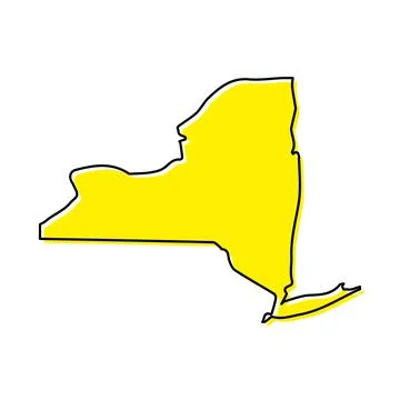 Simple outline map of New York is a state of United States. Stylized line des Ilustração Stock