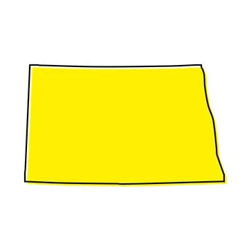 Simple outline map of North Dakota is a state of United States. Stylized line Ilustração Stock