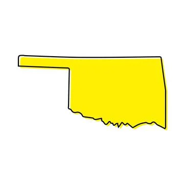 Simple outline map of Oklahoma is a state of United States. Stylized line des Ilustração Stock