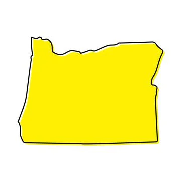 Simple outline map of Oregon is a state of United States. Stylized line desig Ilustração Stock