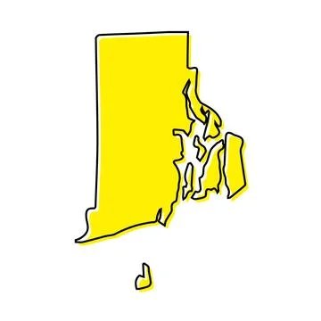 Simple outline map of Rhode Island is a state of United States. Stylized line Ilustração Stock
