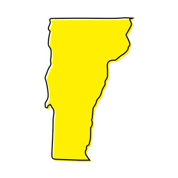 Simple outline map of Vermont is a state of United States. Stylized line desi Ilustração Stock