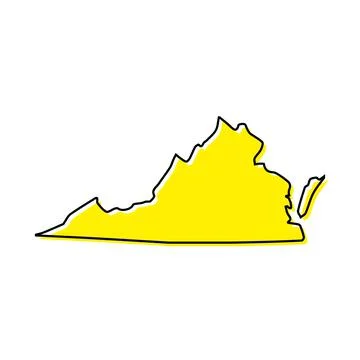 Simple outline map of Virginia is a state of United States. Stylized line des Ilustração Stock