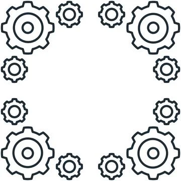 Simple outline mechanical gear cog corner frame border Stock Illustration