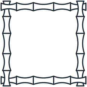 Simple outline minimal bamboo square frame border Stock Illustration