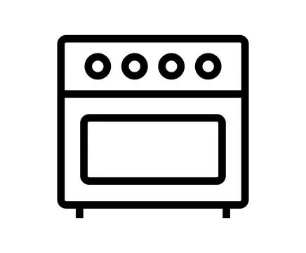 Simple Outline of a Modern Kitchen Oven with Knobs and Door Stock Illustration
