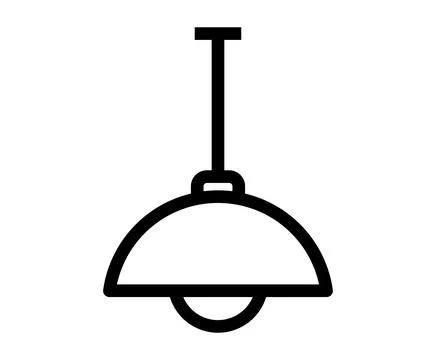 Simple Outline of a Modern Pendant Light Fixture with Minimal Design Stock Illustration