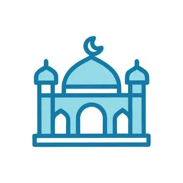 Simple outline of a mosque with domes and minarets Stock Illustration