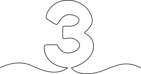 Simple outline of number three Vector Stock Illustration