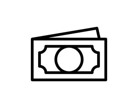 Simple Outline of a One Dollar Bill with Minimalist Design Elements Stock Illustration