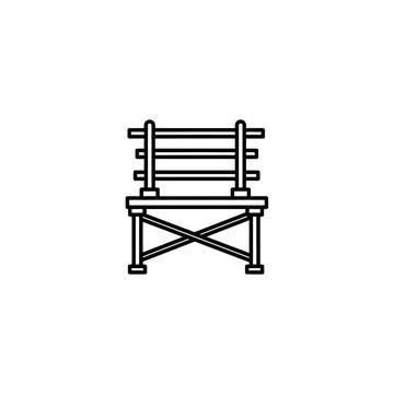 Simple outline park bench icon for outdoor seating graphic design Stock Illustration
