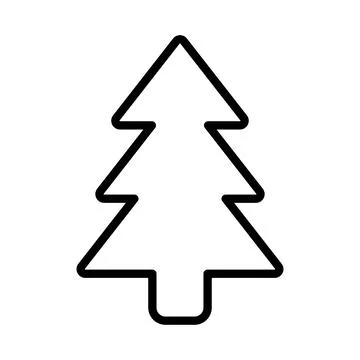 Simple Outline of a Pine Tree Illustrating Minimalist Style Design Stock Illustration