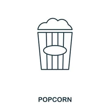 Simple outline Popcorn icon. Pixel perfect linear element. Popcorn icon outline Stock Illustration