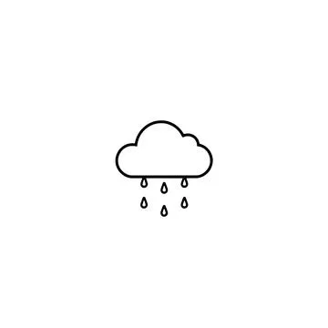 Simple Outline Rain Cloud Icon Stock Illustration