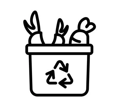Simple Outline of Recycling Bin with Vegetables for Eco-Friendly Concepts Stock Illustration