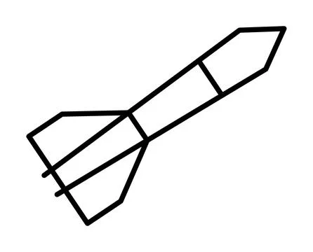 Simple Outline of a Rocket in Black and White on a Clean Background Stock Illustration