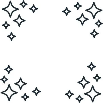 Simple outline sparkling star corner frame border Stock Illustration