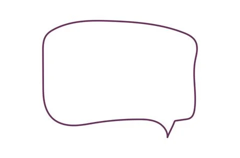 Simple outline of a speech bubble with a purple border on a white background Illustrazione stock