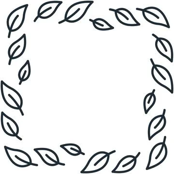 Simple outline square frame border with falling leaves 스톡 일러스트